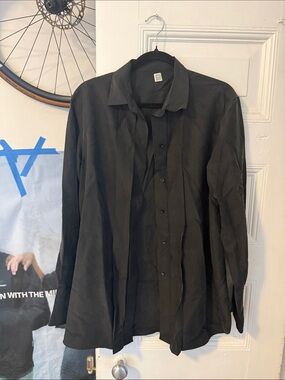 Toteme Black Button-Front Silk Blouse